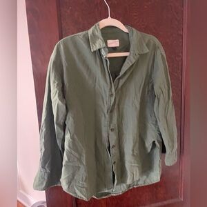 Universal thread oversized button down shirt women’s XS olive green army green